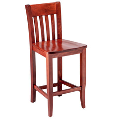 Counter Stool with Footrest, Solid Wood, 24 in Seat Height, Walnut