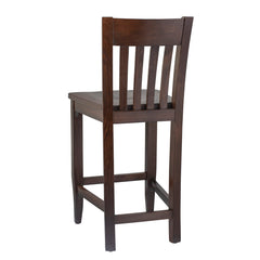 Counter Stool with Footrest, Solid Wood, 24 in Seat Height, Walnut