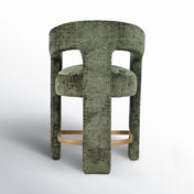 Counter Stool with Metal Footrest in Forest Microsuede
