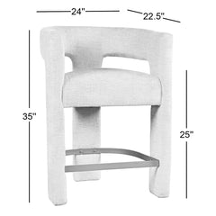 Counter Stool with Metal Footrest in Forest Microsuede