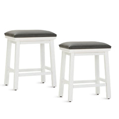 Counter Stools, Set of 2, Faux Leather Seat, Solid Wood Frame, Backless