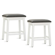 Counter Stools, Set of 2, Faux Leather Seat, Solid Wood Frame, Backless