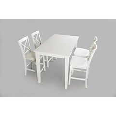 Counter Stools, Set of 2, Solid Wood Cross Back, Paper White