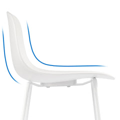 Counter Stools, Set of 4, Plastic Seat, Iron Frame, White