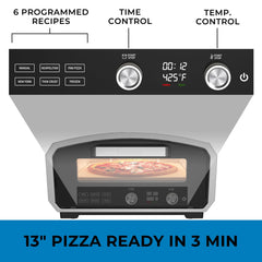 Countertop Electric Pizza Oven, 13 Inch, Indoor and Outdoor, Stainless Steel, Black
