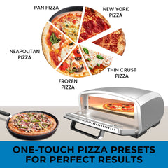 Countertop Electric Pizza Oven, 13 Inch, Indoor and Outdoor, Stainless Steel, Black
