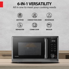 Countertop Microwave Air Fryer Combo, 0.9 cu ft, Black Stainless Steel