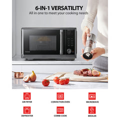Countertop Microwave Air Fryer Combo, 0.9 cu ft, Black Stainless Steel