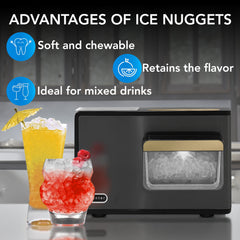 Countertop Nugget Ice Maker, SonicSnö, 40 lb Daily, Gold/Black