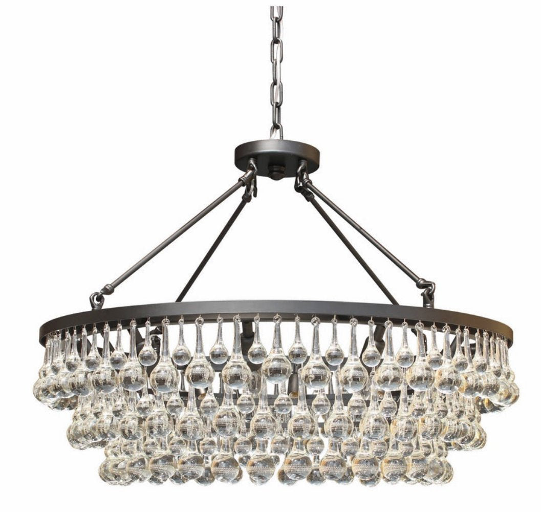 Crystal Chandelier, 10-Light with Matte Black Frame