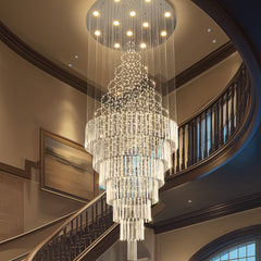 Crystal Chandelier, 12-Light, Silver Finish with Clear Crystal Shade