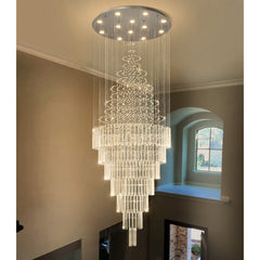 Crystal Chandelier, 12-Light, Silver Finish with Clear Crystal Shade