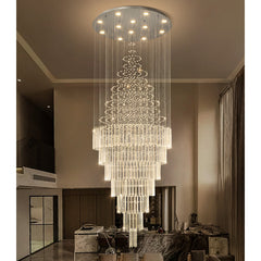 Crystal Chandelier, 12-Light, Silver Finish with Clear Crystal Shade