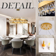 Crystal Chandelier, 16 Lights, 2 Tiers, Gold Metal Frame with Clear Crystal
