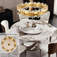 Crystal Chandelier, 16 Lights, 2 Tiers, Gold Metal Frame with Clear Crystal