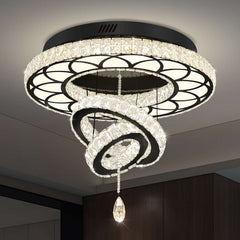 Crystal Chandelier, 24 in Wide with Black Shade