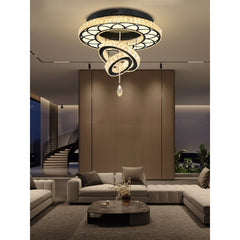 Crystal Chandelier, 24 in Wide with Black Shade