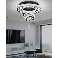 Crystal Chandelier, 24 in Wide with Black Shade