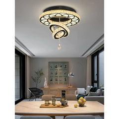 Crystal Chandelier, 24 in Wide with Black Shade