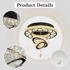 Crystal Chandelier, 24 in Wide with Black Shade