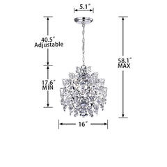Crystal Chandelier, 3-Light, Chrome with Clear Crystal Shades