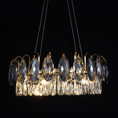 Crystal Chandelier, 6 Lights, 23.6 in Round with Gold Metal Frame