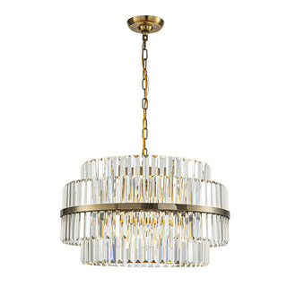 Crystal Chandelier, 6 Lights, Antique Brass with Clear Crystal