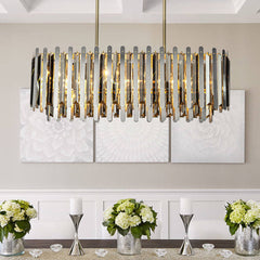 Crystal Chandelier, 7 Lights, Rectangular Frame with Adjustable Chain