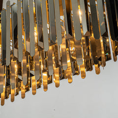 Crystal Chandelier, 7 Lights, Rectangular Frame with Adjustable Chain