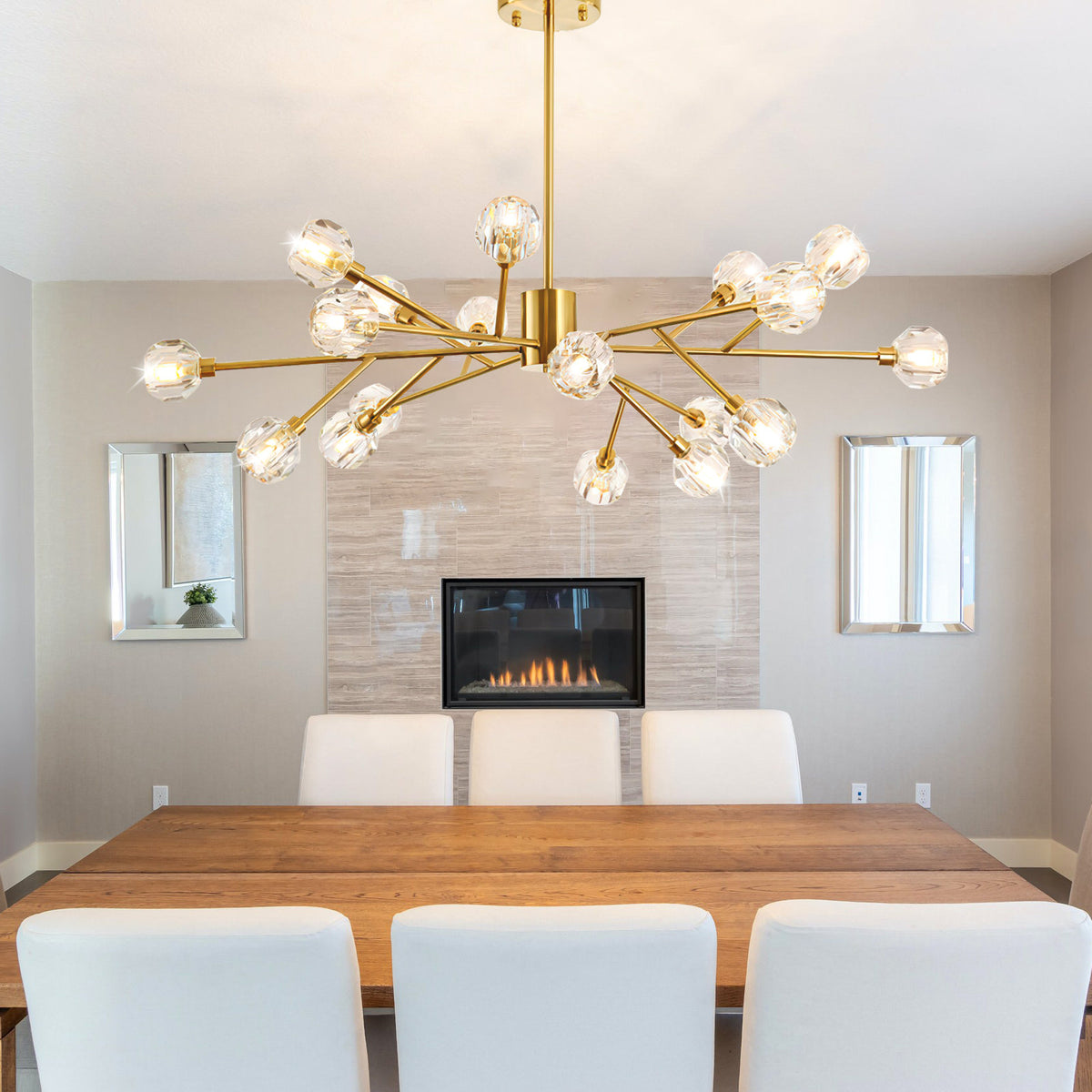 Crystal Chandelier with 18 Lights in Brass Finish