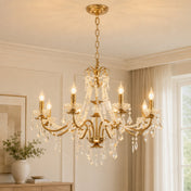 Crystal Chandelier with 8 Lights in Gold Brushed Metal
