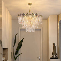 Crystal Chandelier with 8 Lights in Gold Metal Finish
