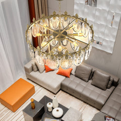 Crystal Chandelier with 8 Lights in Gold Metal Finish