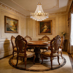 Crystal Chandelier with 9 Lights and Glass Shade in Gold