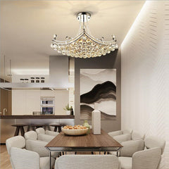 Crystal Chandelier with Adjustable Chain, Clear Crystal Shade