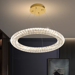 Crystal Chandelier with Remote and Integrated LED in Gold