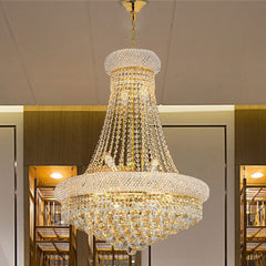 Crystal Raindrop Chandelier with 14 E12 Lights in Gold