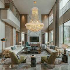 Crystal Raindrop Chandelier with 14 E12 Lights in Gold