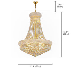 Crystal Raindrop Chandelier with 14 E12 Lights in Gold