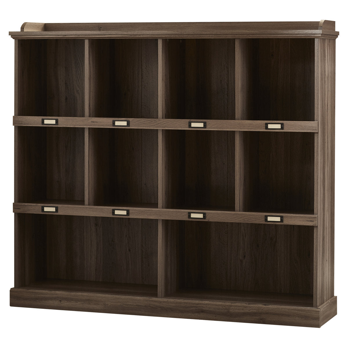 Cubby Bookcase with Gallery Top Shelf in Salt Oak