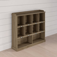 Cubby Bookcase with Gallery Top Shelf in Salt Oak