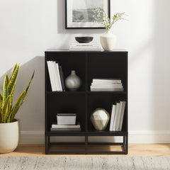 Cube Bookcase, 4 Tiers with Black Manufactured Wood