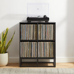 Cube Bookcase, 4 Tiers with Black Manufactured Wood