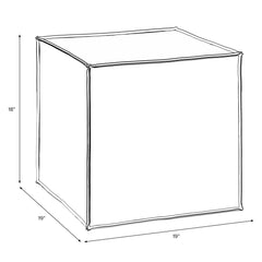 Cube Ottoman, Blue Cotton Polyester Blend with Wood Frame