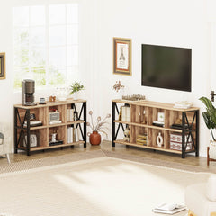 Cube Storage Bookcase in Rustic Oak with Metal Frame