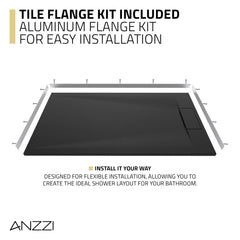 Curbless Shower Base with Reversible Drain, 59 in. x 32 in.