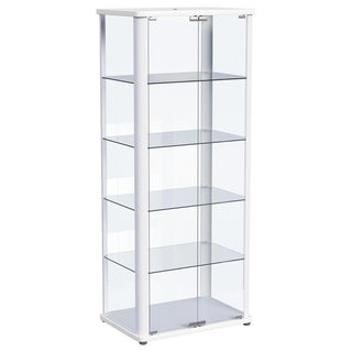 Curio Cabinet, 4 Glass Shelves, Glass Doors, White