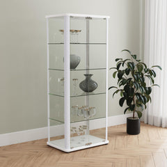 Curio Cabinet, 4 Glass Shelves, Glass Doors, White