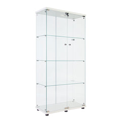 Curio Cabinet with Glass Shelves and Doors in White