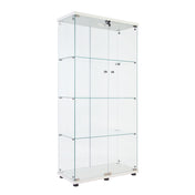 Curio Cabinet with Glass Shelves and Doors in White
